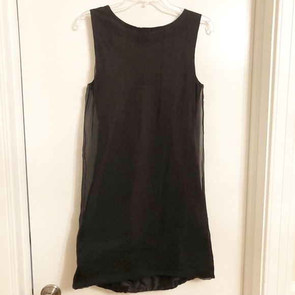 New Moschino Layered Silk Beaded Dress Black Shift Mini Sleeveless Chiffon - Picture 7 of 8
